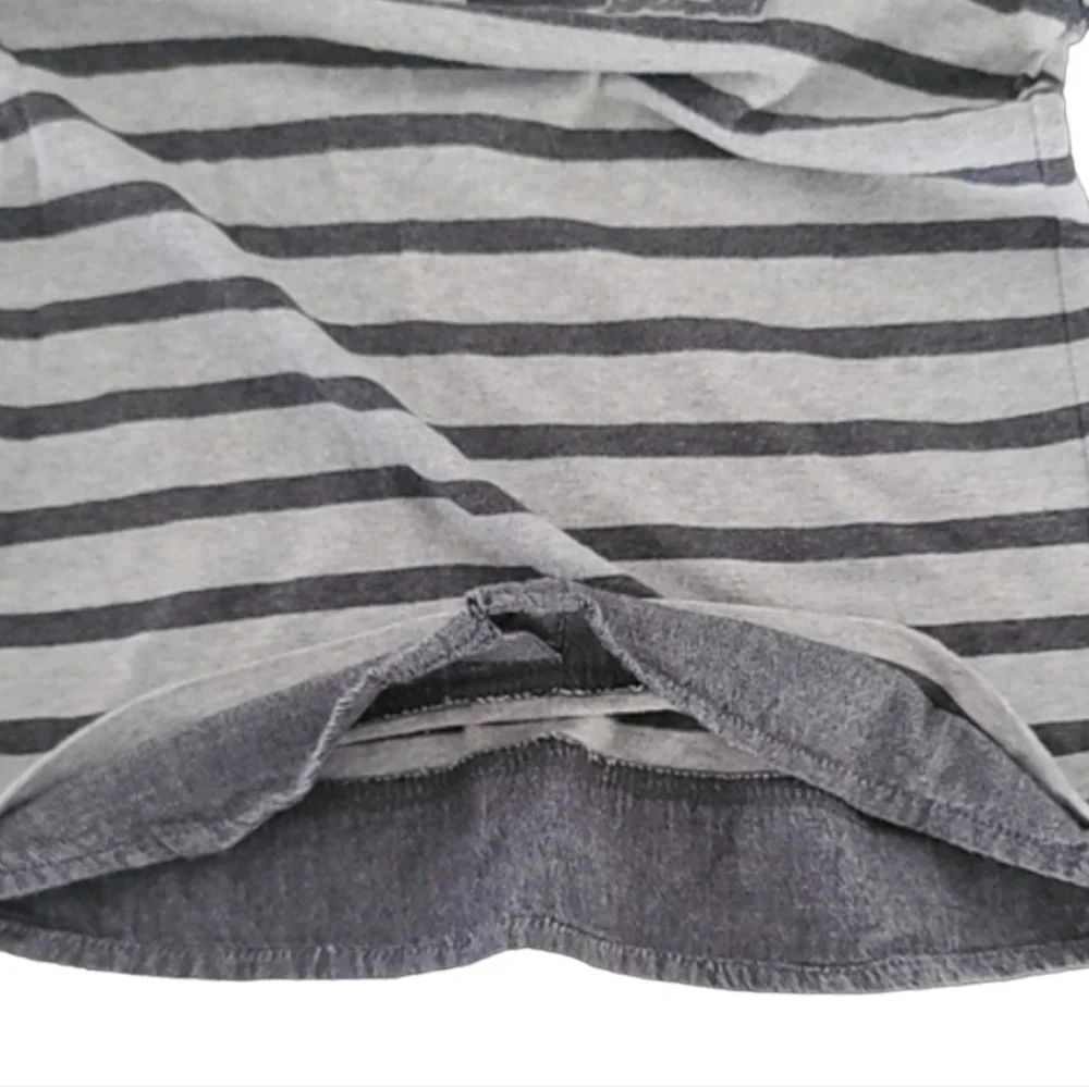 GAP KIDS Twofer Chambray Gray Striped Long Sleeve Polo Rugby Shirt S 6 7